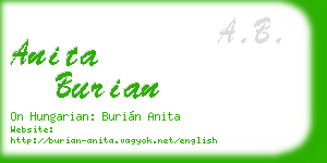 anita burian business card