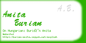 anita burian business card